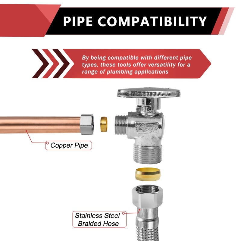 EFIELD 10-Pack EFIELD Angle Stop Valve 1/2" Nominal (5/8" OD) Compression x 3/8" OD, 1/4-Turn,(VALVE116-10PCS) - Image 4